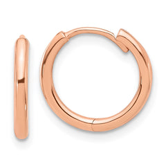 14K Rose Gold Polished Hinged Hoop Earrings