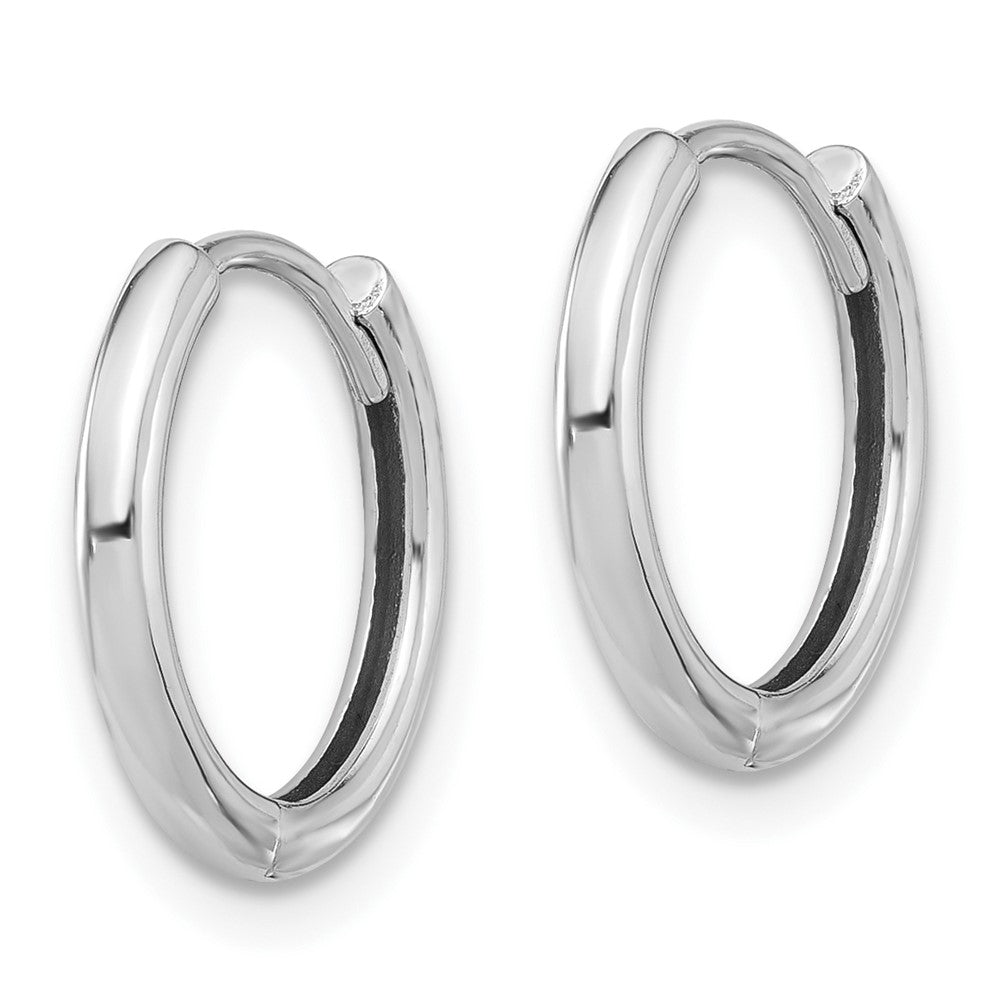 14K White Gold Polished Hinged Hoop Earrings