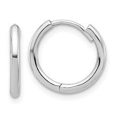 14K White Gold Polished Hinged Hoop Earrings