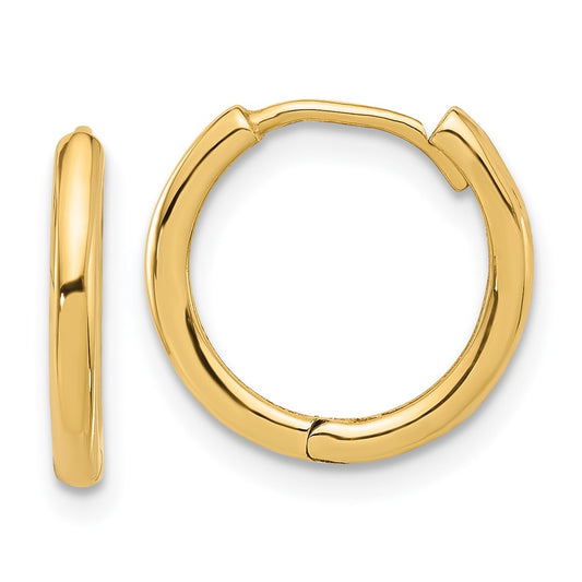 14K Yellow Gold Polished Hinged Hoop Earrings