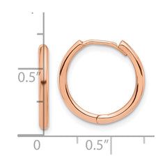 14K Rose Gold Polished Hinged Hoop Earrings