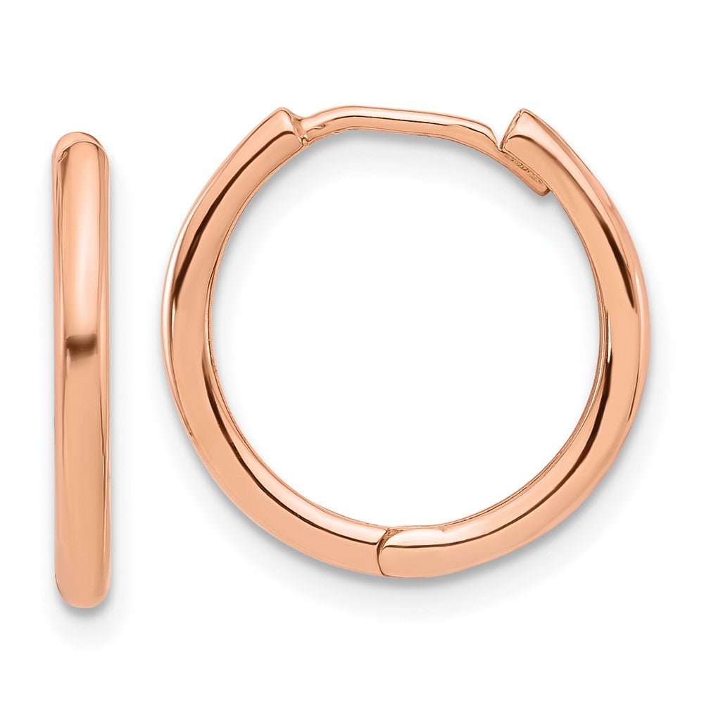 14K Rose Gold Polished Hinged Hoop Earrings