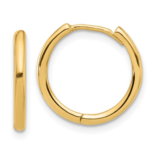 14K Yellow Gold Polished Hinged Hoop Earrings