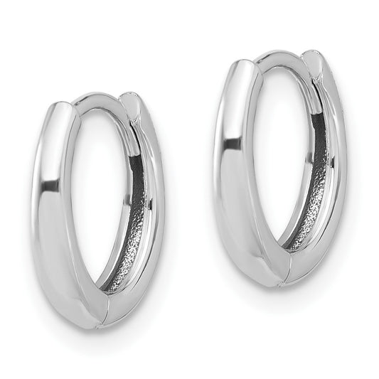 14K White Gold Polished Hinged Hoop Earrings