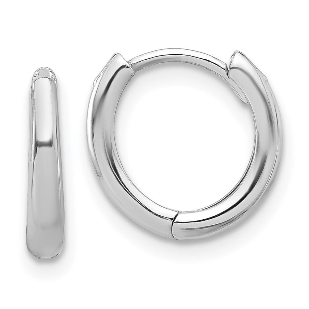 14K White Gold Polished Hinged Hoop Earrings