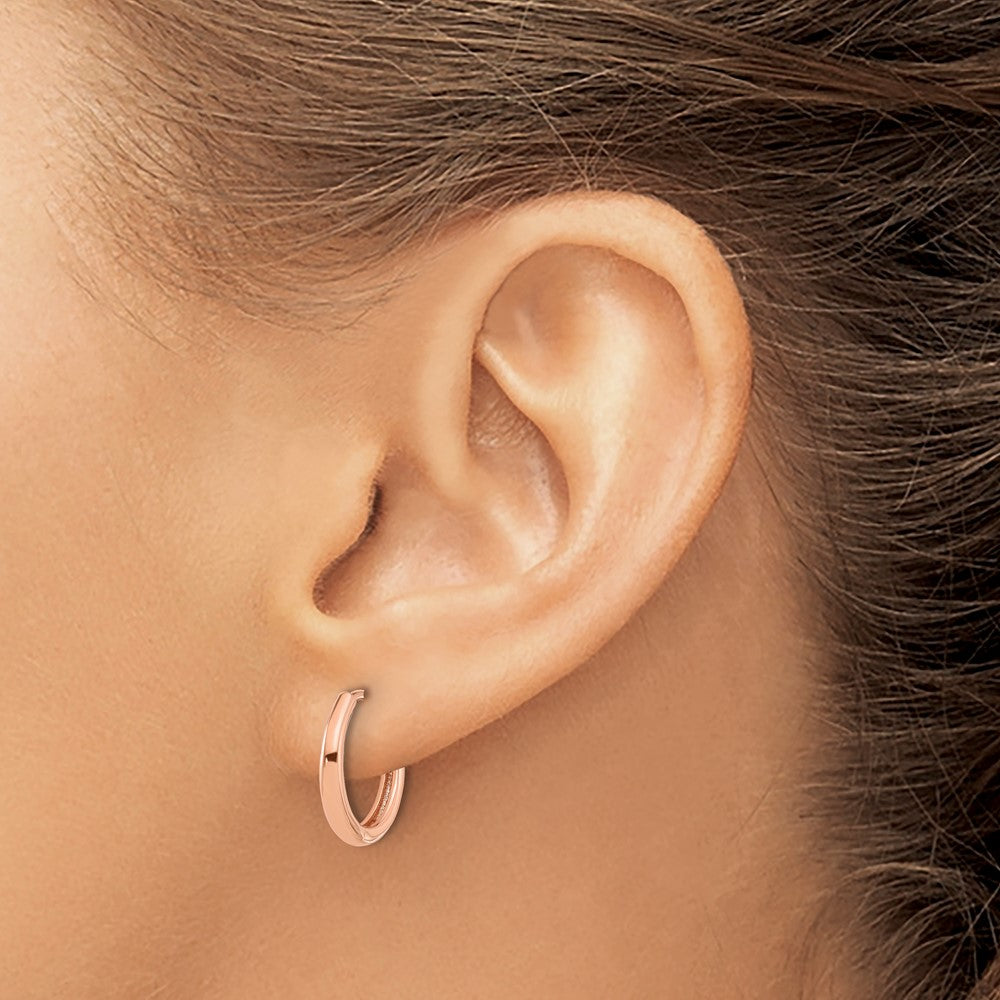 14K Rose Gold Polished Hinged Hoop Earrings