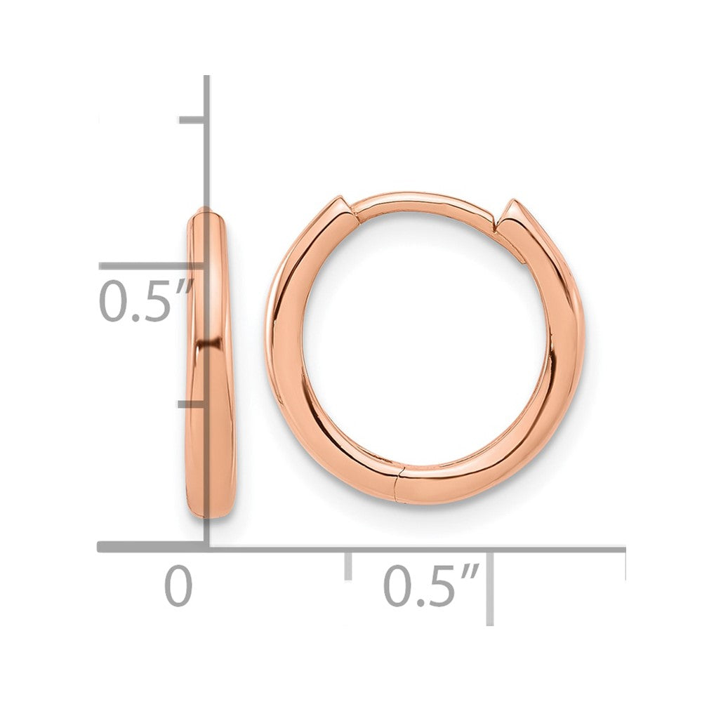 14K Rose Gold Polished Hinged Hoop Earrings