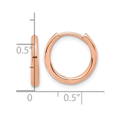 14K Rose Gold Polished Hinged Hoop Earrings