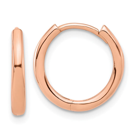 14K Rose Gold Polished Hinged Hoop Earrings