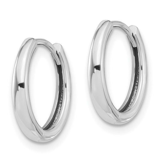 14K White Gold Polished Hinged Hoop Earrings