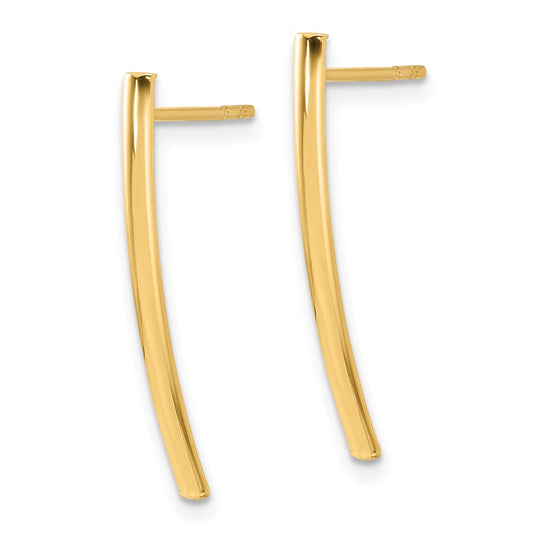 14K Yellow Gold Polished Bar Post Earrings