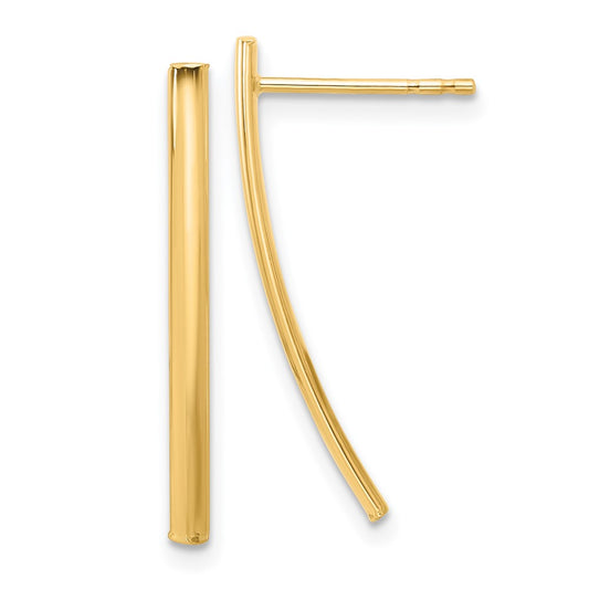 14K Yellow Gold Polished Bar Post Earrings