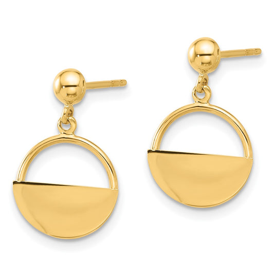 14K Yellow Gold Polished Contemporary Dangle Post Earrings