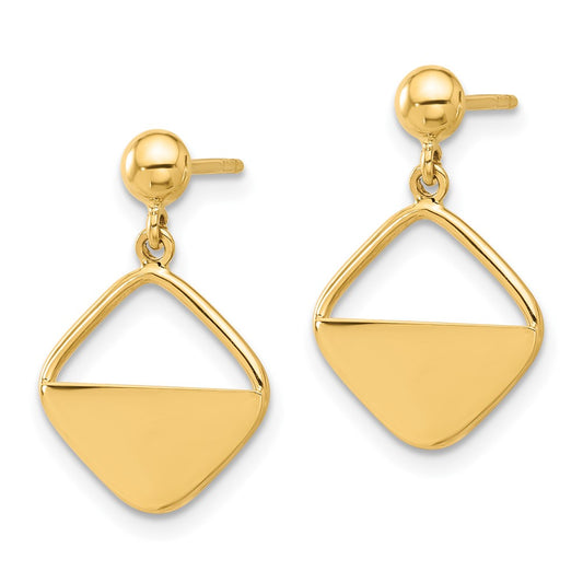 14K Yellow Gold Polished Contemporary Dangle Post Earrings