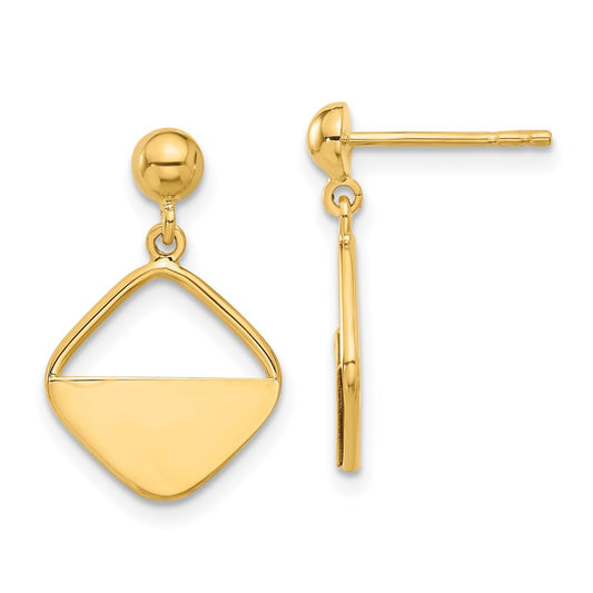 14K Yellow Gold Polished Contemporary Dangle Post Earrings