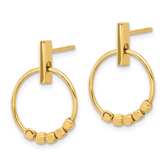 14K Yellow Gold Polished Circle Dangle Post Earrings