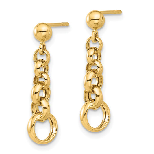 14K Yellow Gold Polished Circle Link Post Earrings