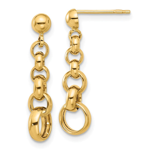 14K Yellow Gold Polished Circle Link Post Earrings