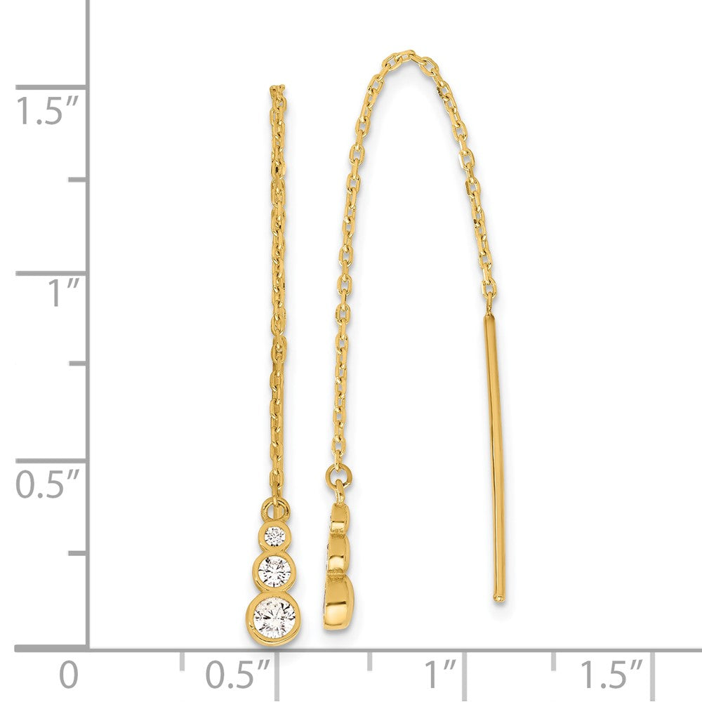 14K Yellow Gold Polished CZ Threader Earrings