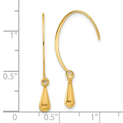 14K Yellow Gold Polished Dangle Threader Hook Earrings