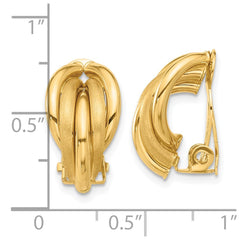 14K Yellow Gold Polished and Satin Omega Clip Non-pierced Earrings