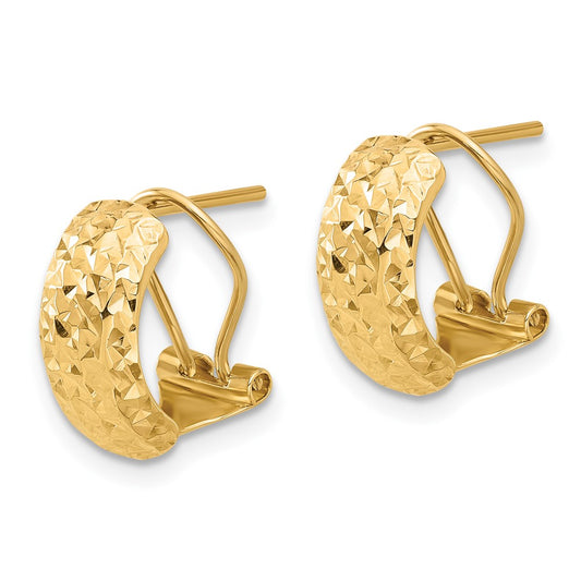 14K Yellow Gold Polished and Diamond-cut Omega Back Earrings