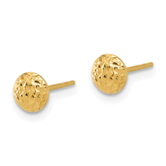 14K Yellow Gold Polished and Diamond-cut 5.5mm Button Post Earrings