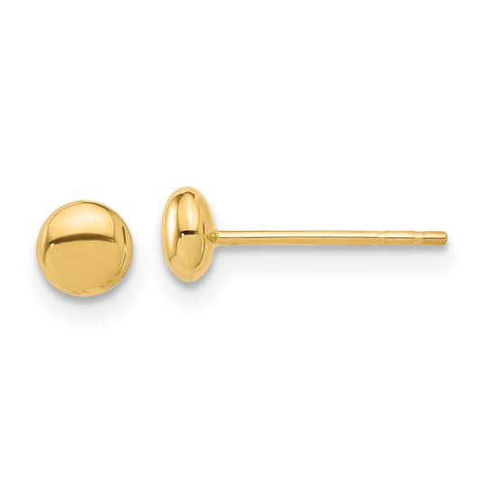 14K Yellow Gold Polished 4.5mm Button Post Earrings