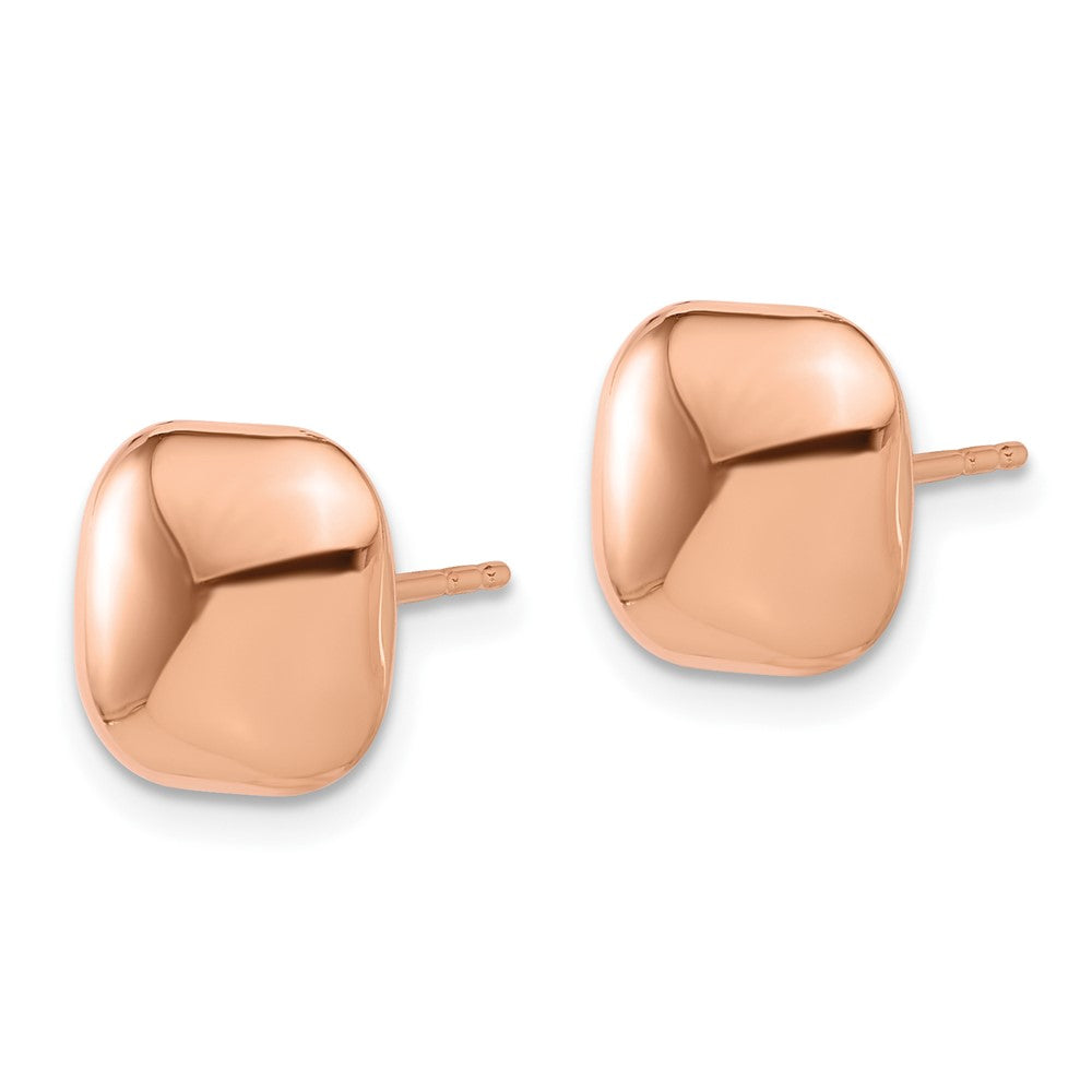 14K Rose Gold Polished 10mm Puffed Square Post Earrings