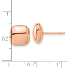 14K Rose Gold Polished 10mm Puffed Square Post Earrings