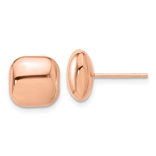 14K Rose Gold Polished 10mm Puffed Square Post Earrings