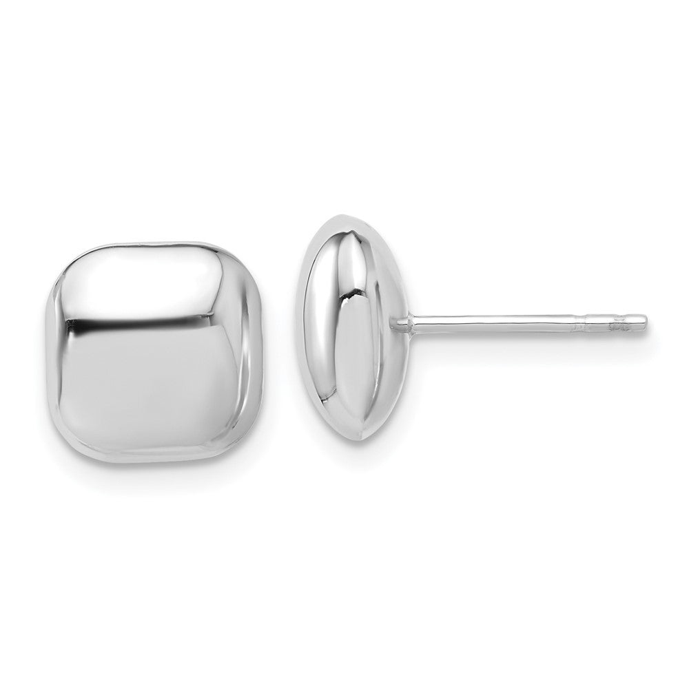 14K White Gold Polished 10mm Puffed Square Post Earrings