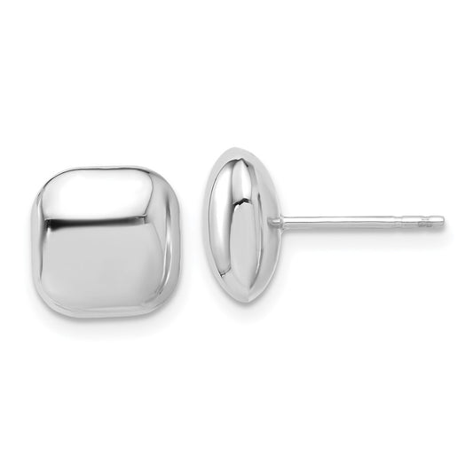 14K White Gold Polished 10mm Puffed Square Post Earrings