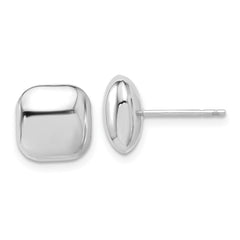 14K White Gold Polished 10mm Puffed Square Post Earrings