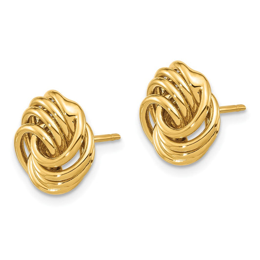 14K Yellow Gold Polished Love Knot Post Earrings