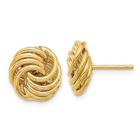 14K Yellow Gold Polished Love Knot Post Earrings