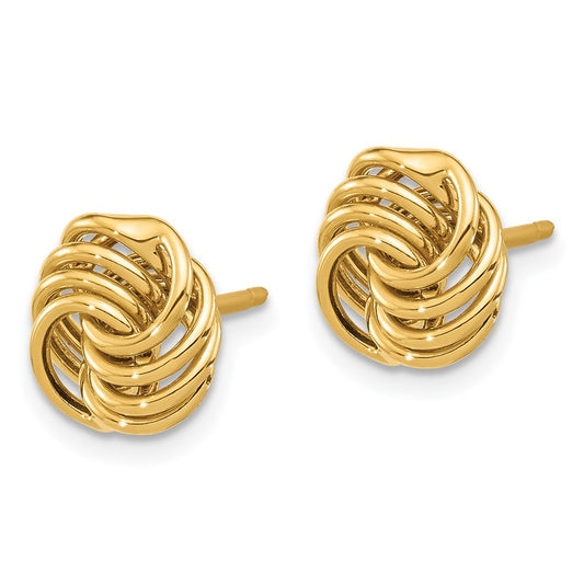 14K Yellow Gold Polished Love Knot Post Earrings