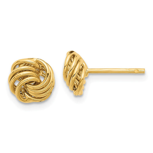 14K Yellow Gold Polished Love Knot Post Earrings