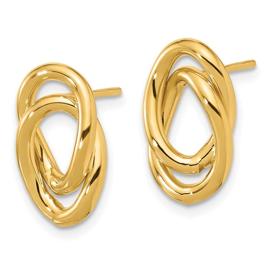 14K Yellow Gold Polished Interlocked Links Post Earrings