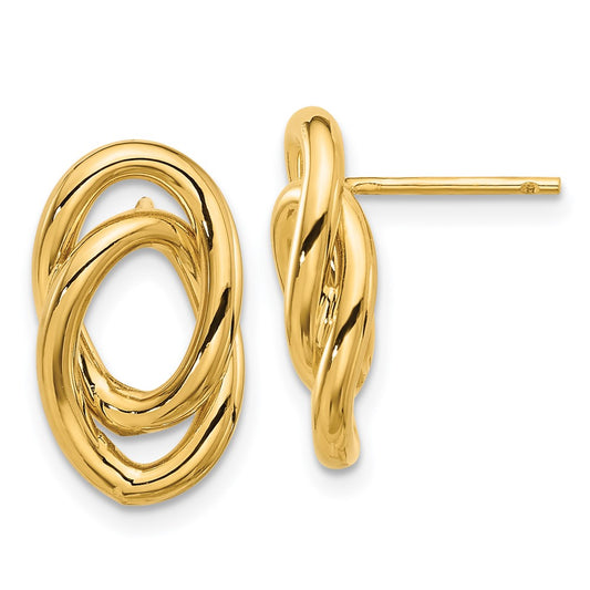 14K Yellow Gold Polished Interlocked Links Post Earrings