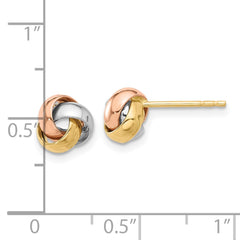 14K Tri-Color Gold Polished Love Knot Post Earrings