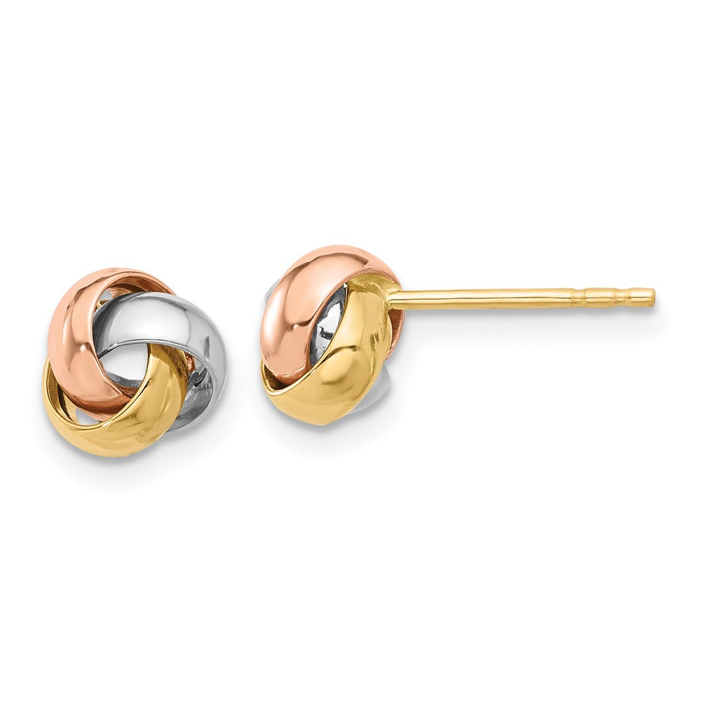 14K Tri-Color Gold Polished Love Knot Post Earrings