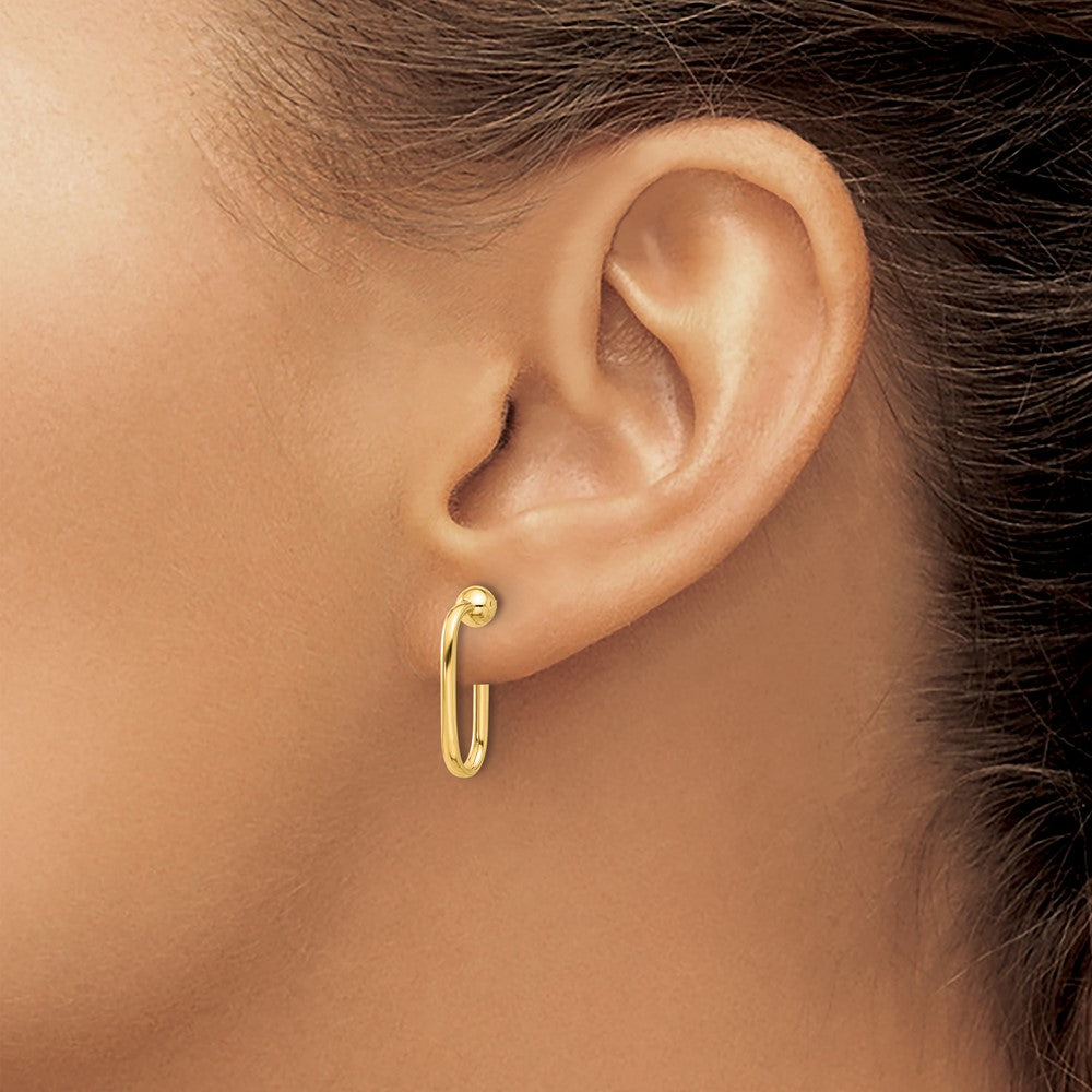 14K Yellow Gold Polished J-Hoop Post Earrings