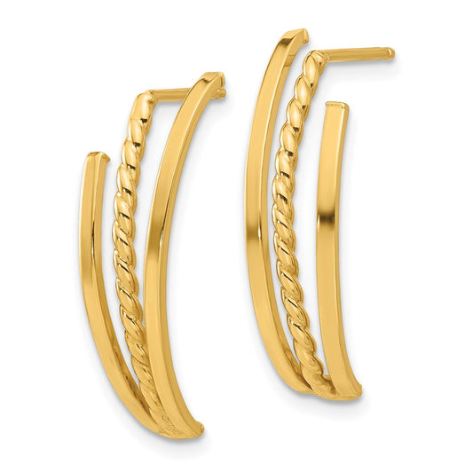 14K Yellow Gold Polished and Twist Post Earrings