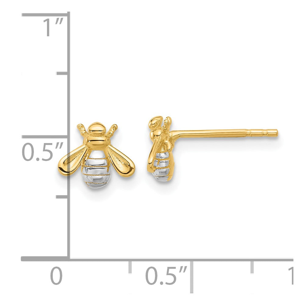 14K Two-Tone Gold Polished Bee Post Earrings