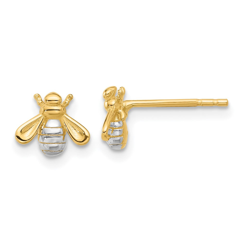 14K Two-Tone Gold Polished Bee Post Earrings