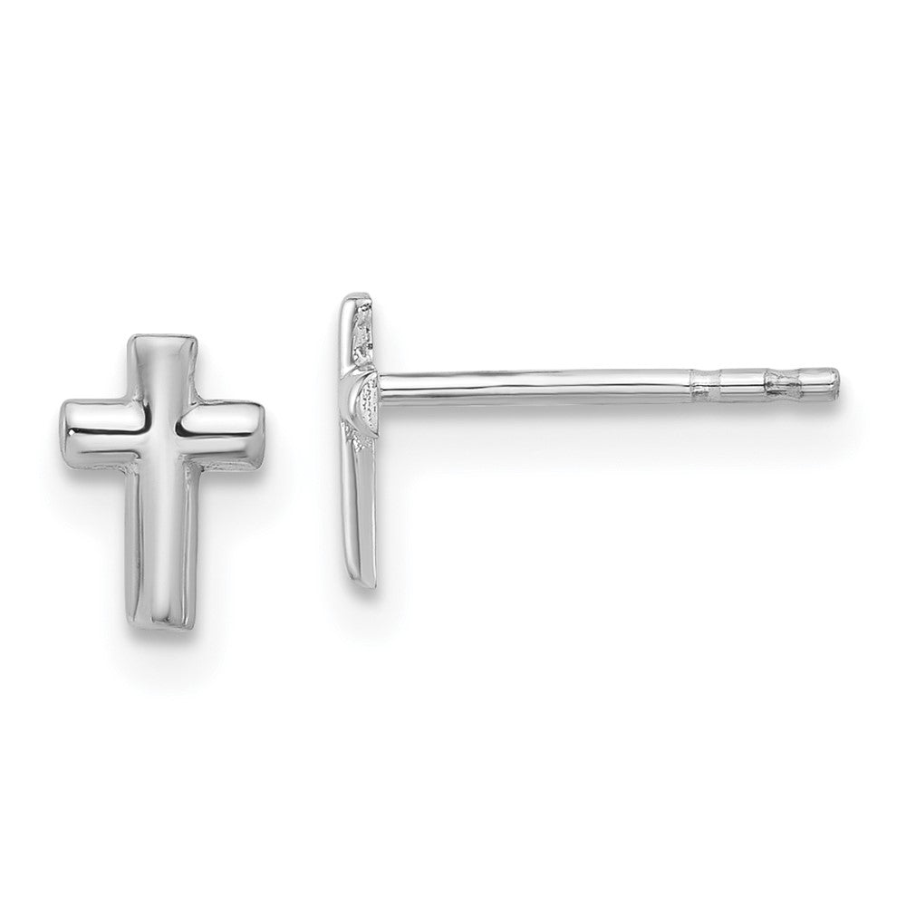 14K White Gold Polished Cross Post Earrings