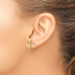 14K Two-Tone Gold Diamond-cut Cross Post Earrings