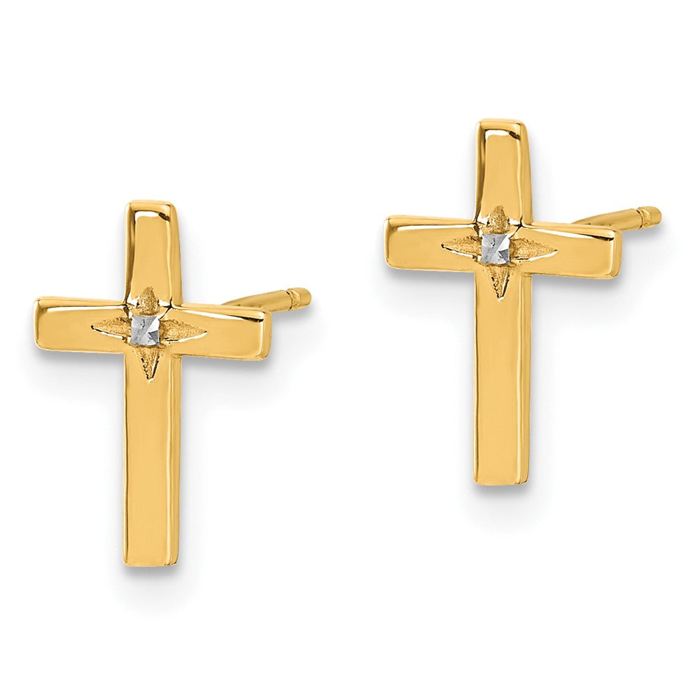 14K Two-Tone Gold Cross Post Earrings
