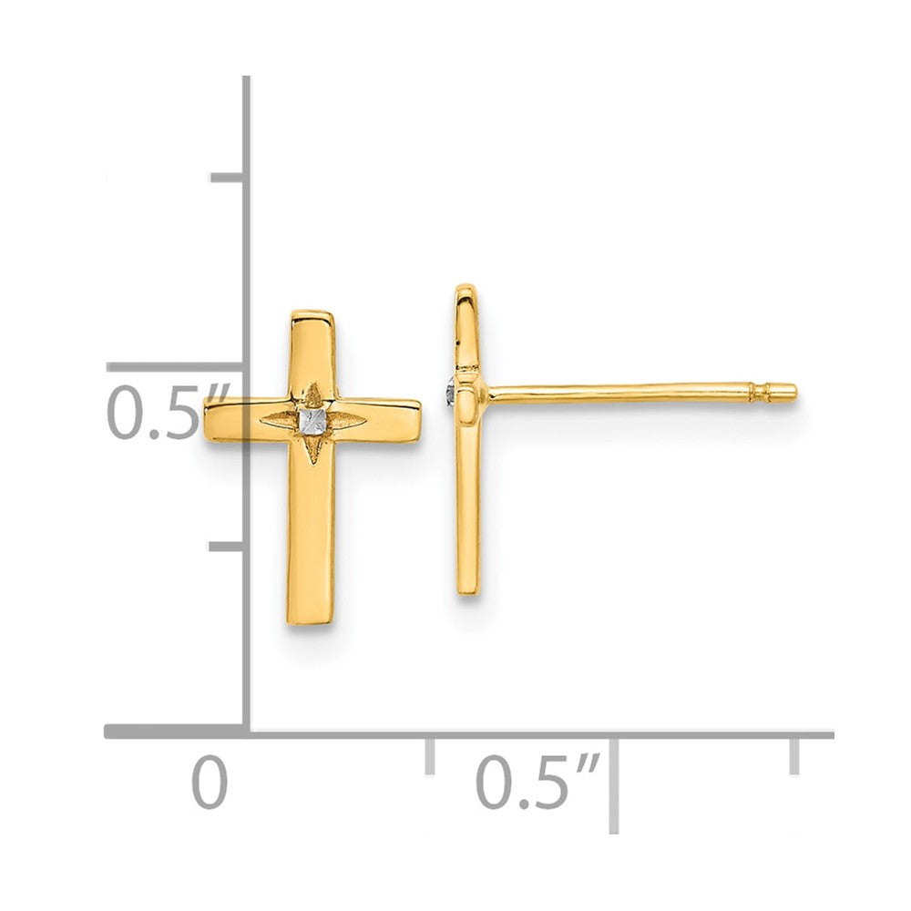 14K Two-Tone Gold Cross Post Earrings